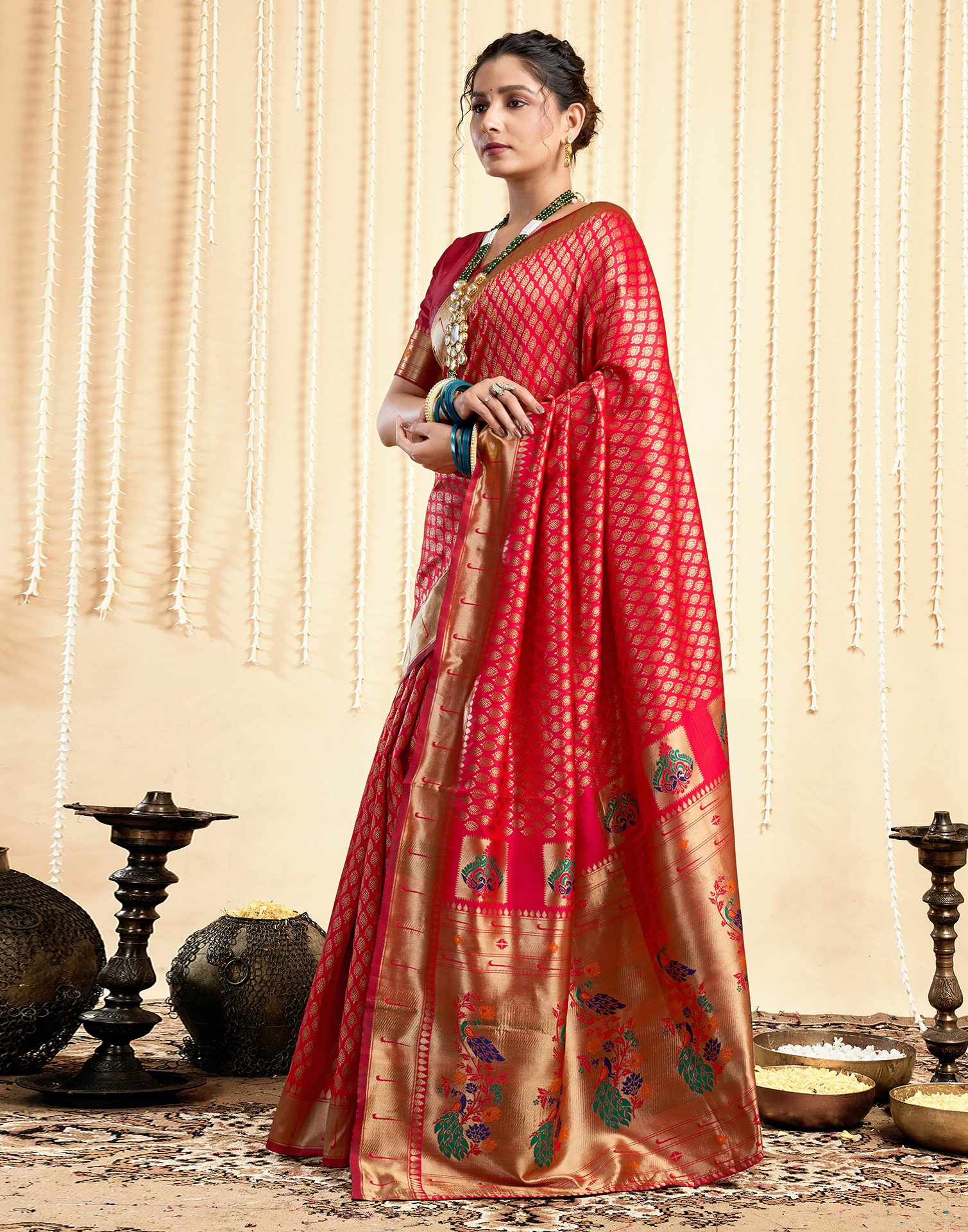 Red Silk Woven Paithani Saree