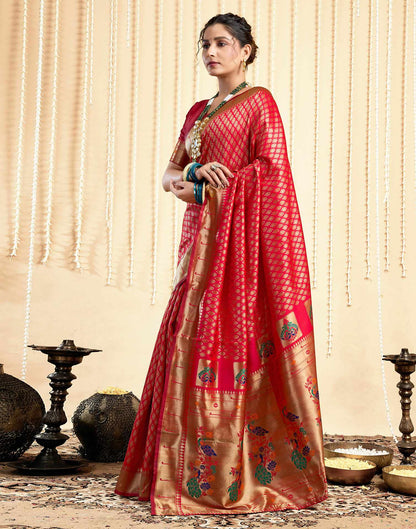 Red Silk Woven Paithani Saree