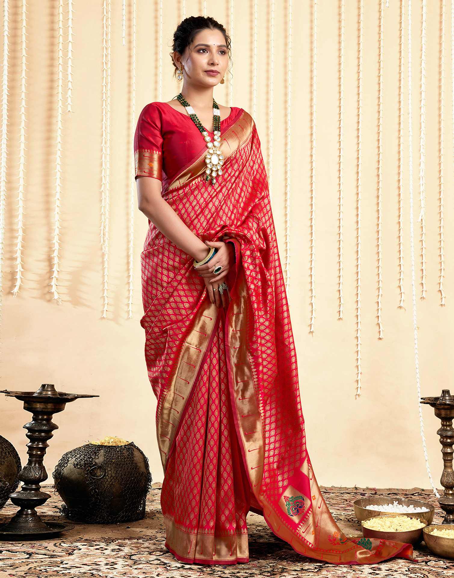 Red Silk Woven Paithani Saree