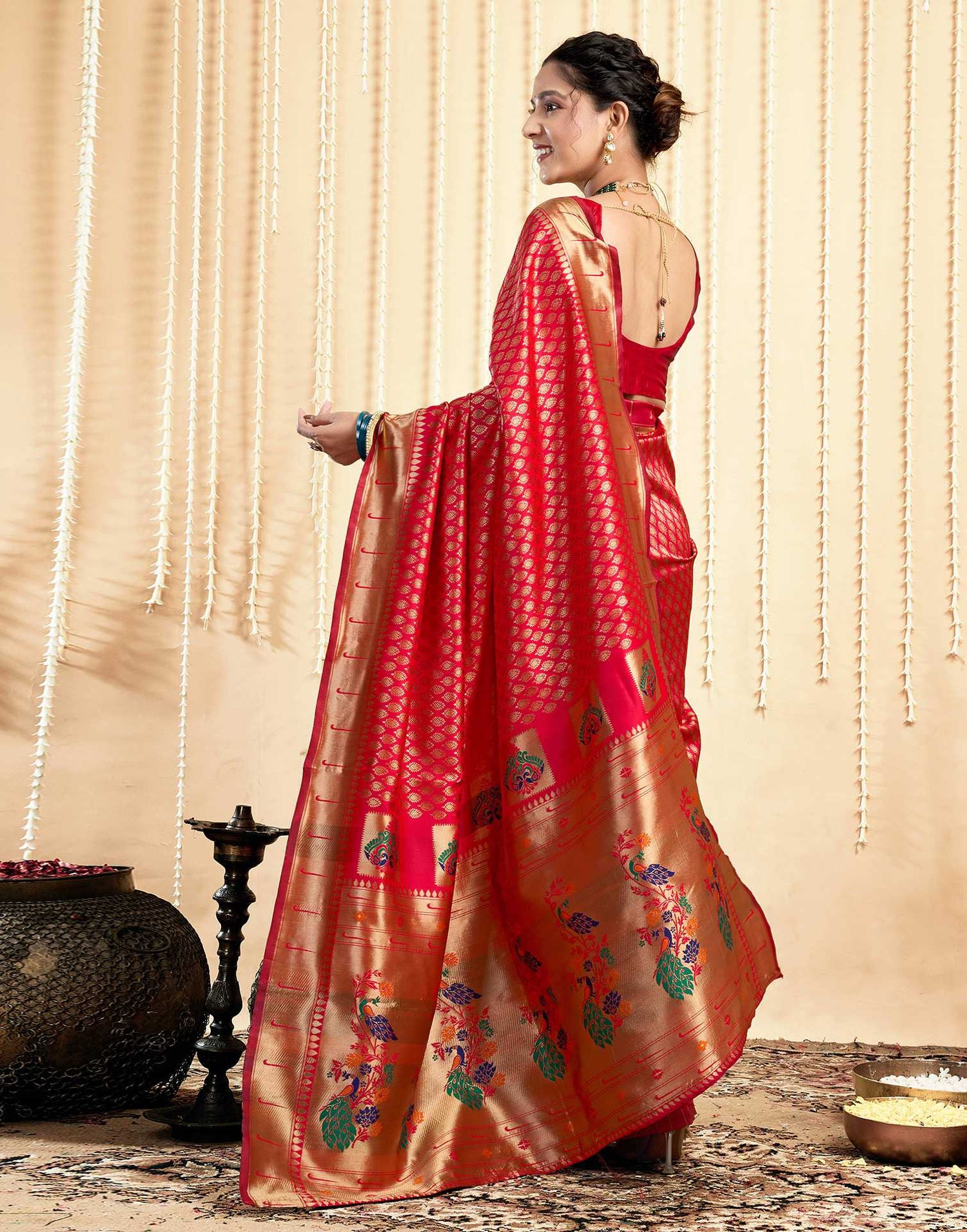 Red Silk Woven Paithani Saree