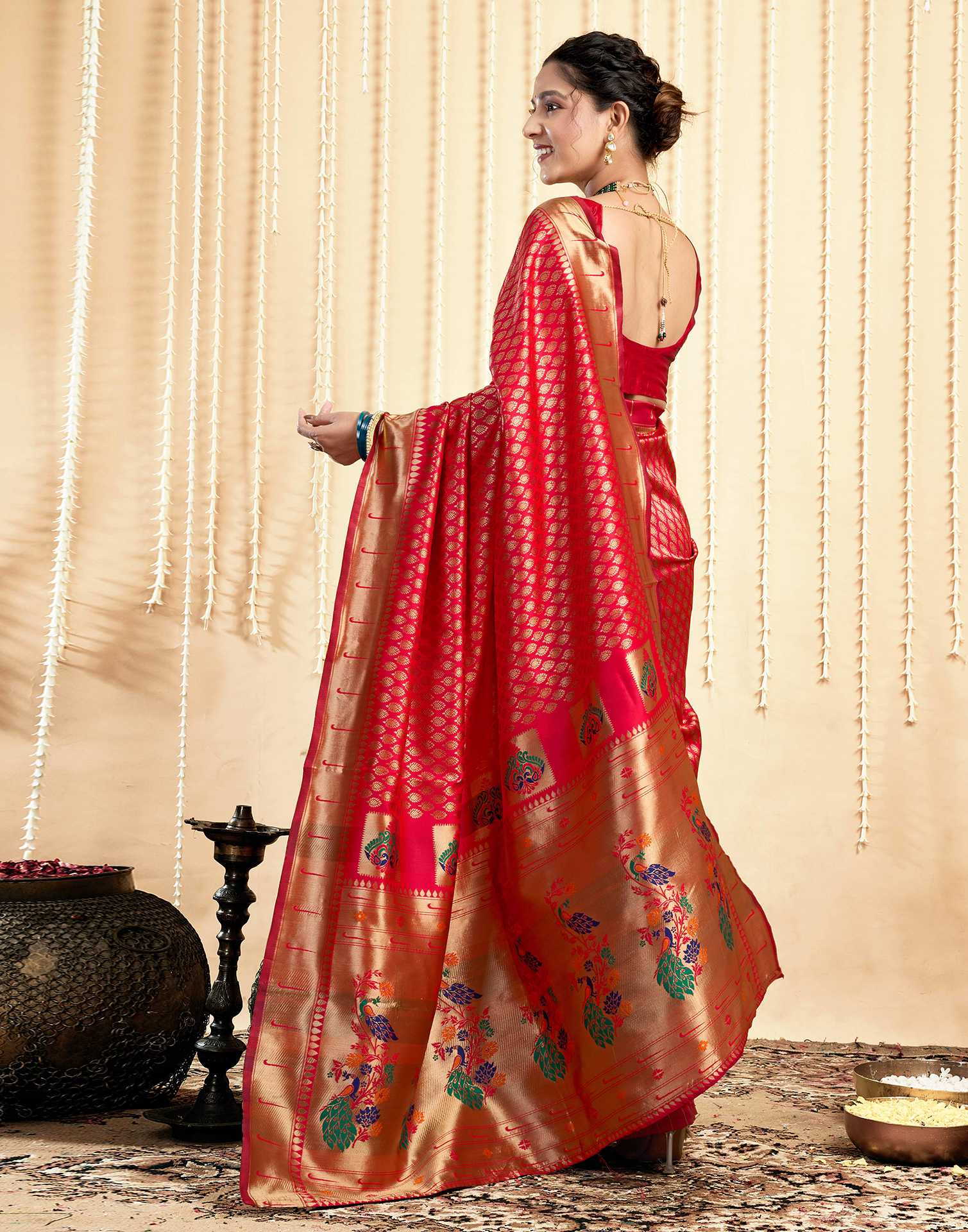 Red Silk Woven Paithani Saree