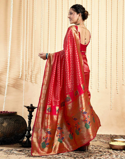 Red Silk Woven Paithani Saree