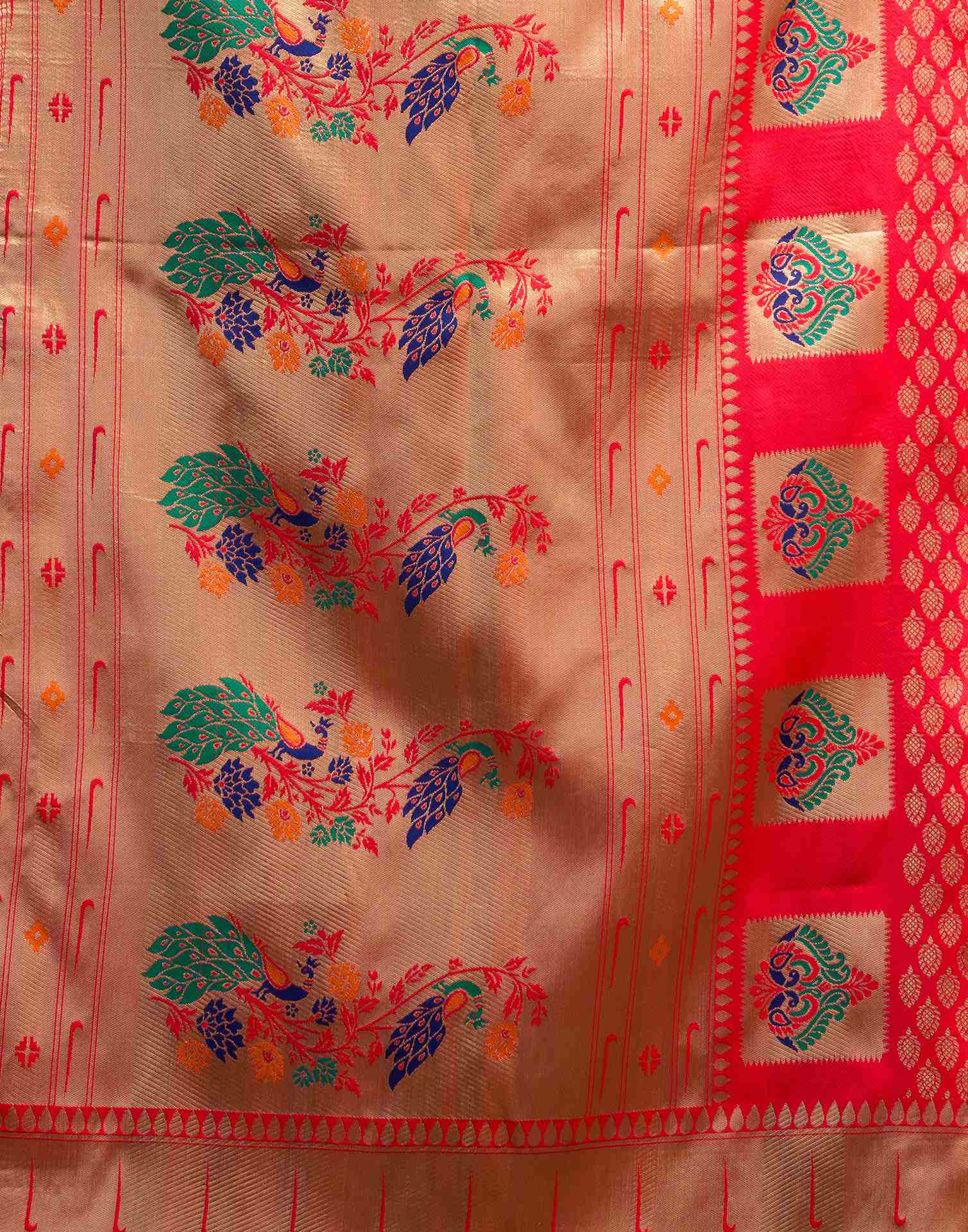 Red Silk Woven Paithani Saree