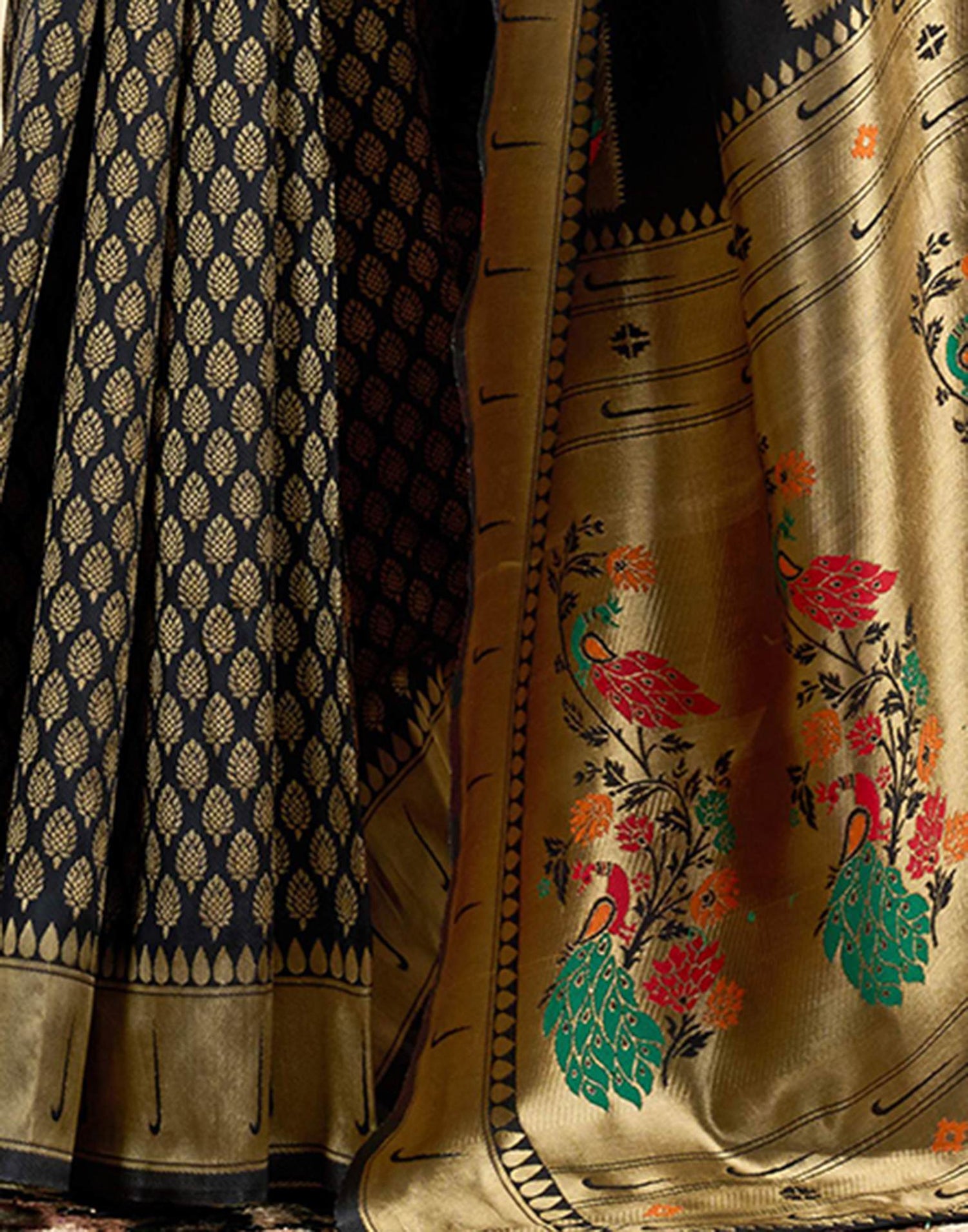 Black Silk Woven Paithani Saree