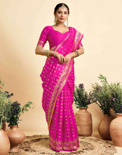 Bright Pink Silk Woven Paithani Saree