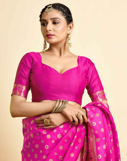 Bright Pink Silk Woven Paithani Saree
