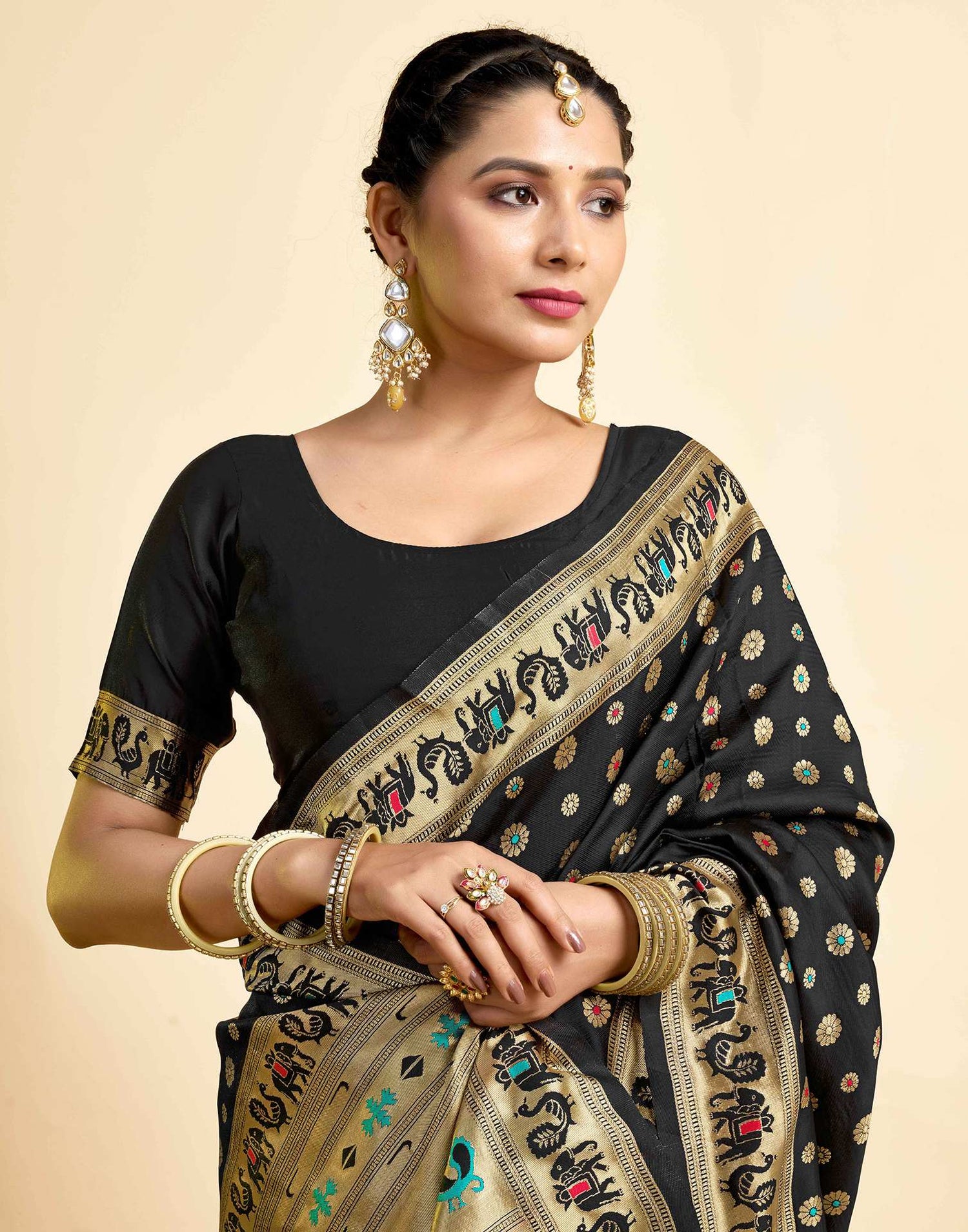 Black Silk Woven Paithani Saree