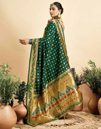 Dark Green Silk Woven Paithani Saree