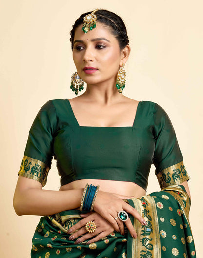 Dark Green Silk Woven Paithani Saree