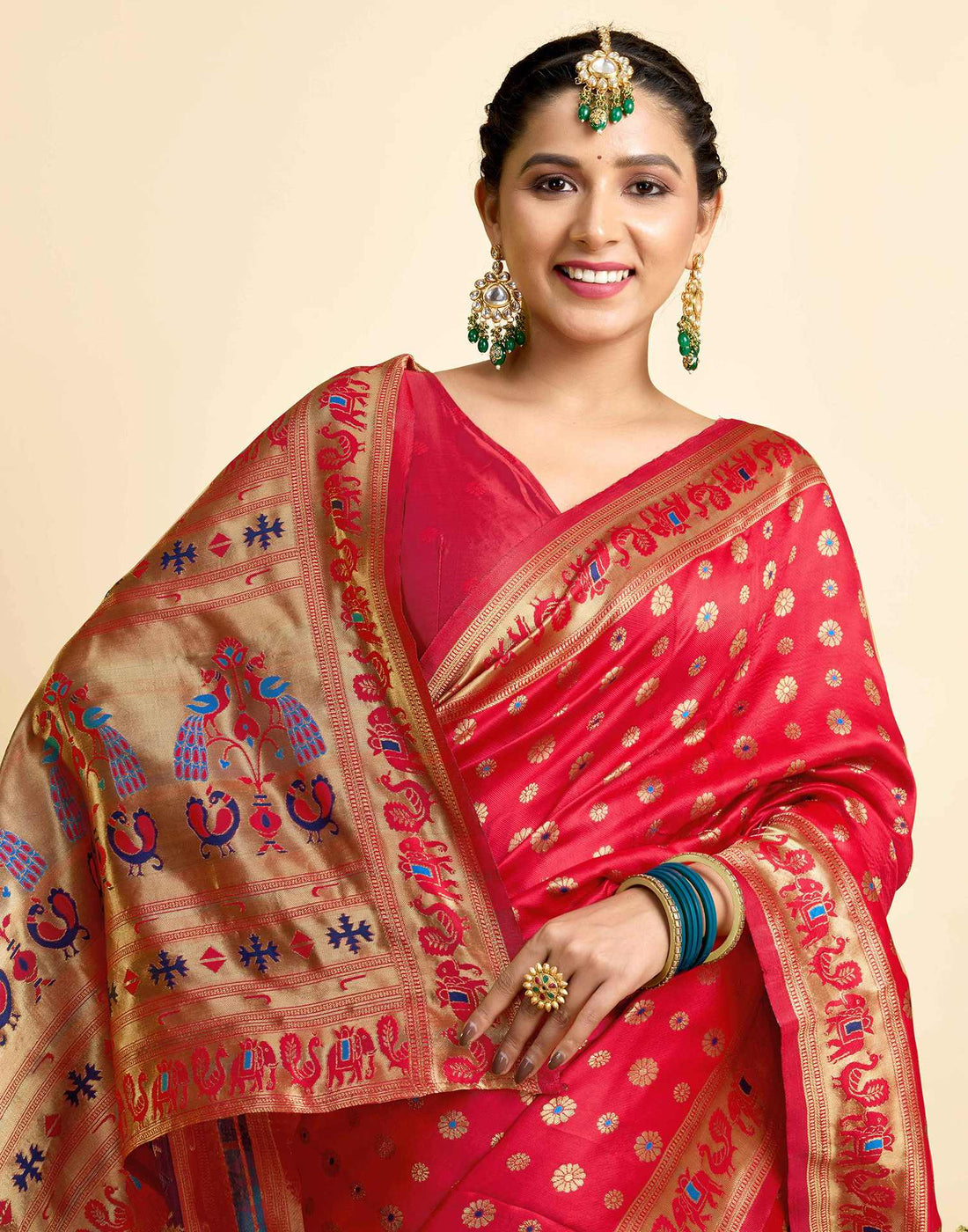 Red Silk Woven Paithani Saree
