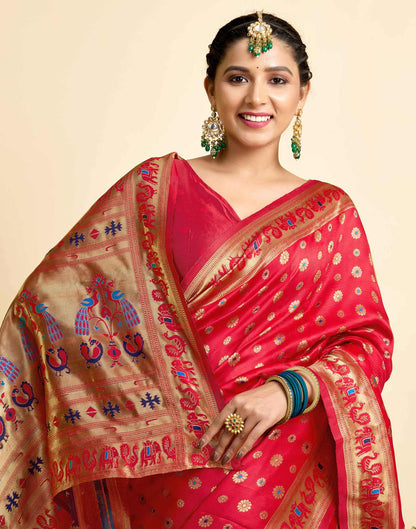 Red Silk Woven Paithani Saree
