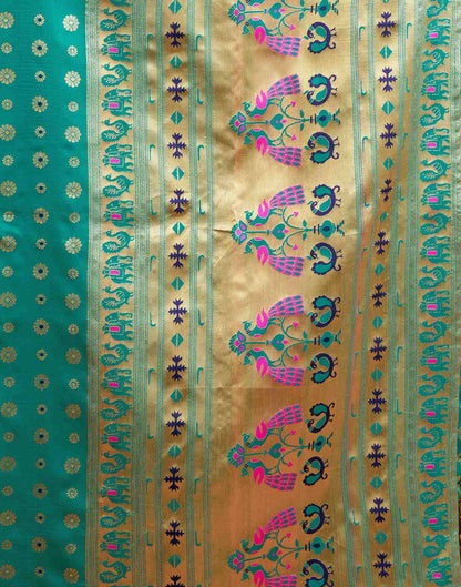 Teal Green Silk Woven Paithani Saree