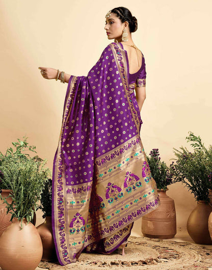 Dark Violet Silk Woven Paithani Saree