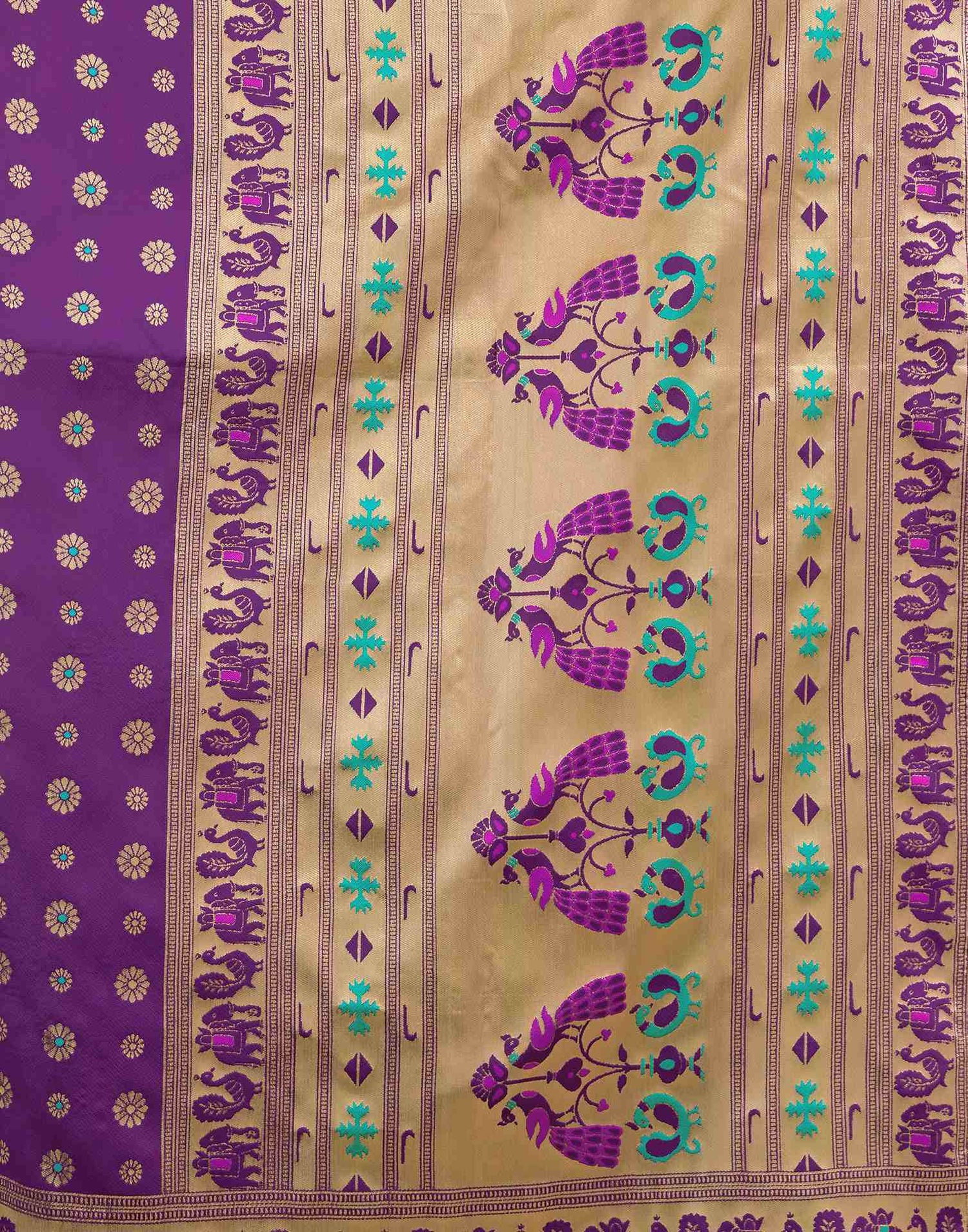 Dark Violet Silk Woven Paithani Saree