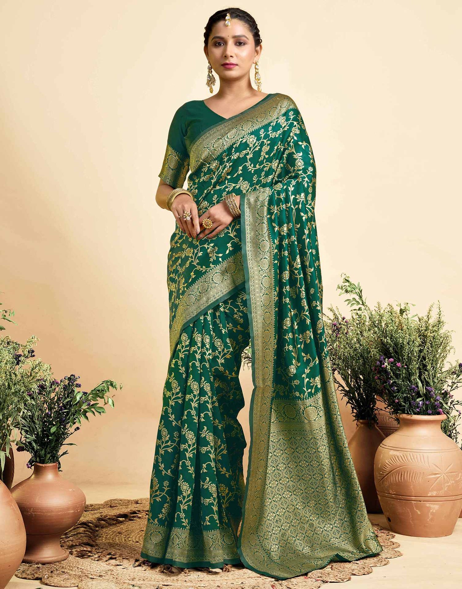 Green Silk Woven Banarasi Saree