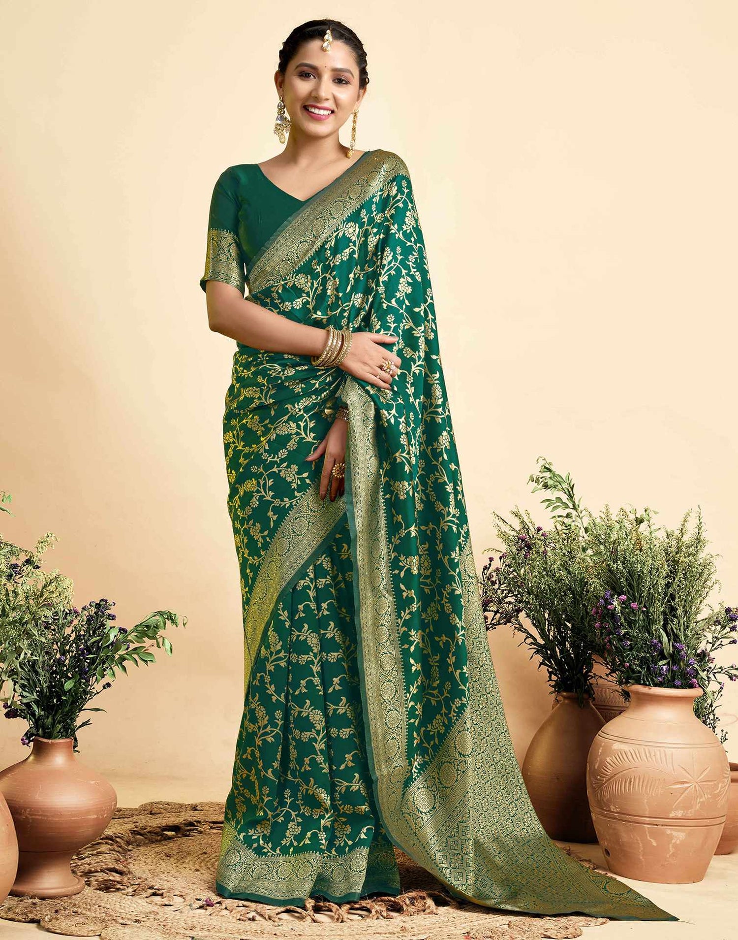 Green Silk Woven Banarasi Saree