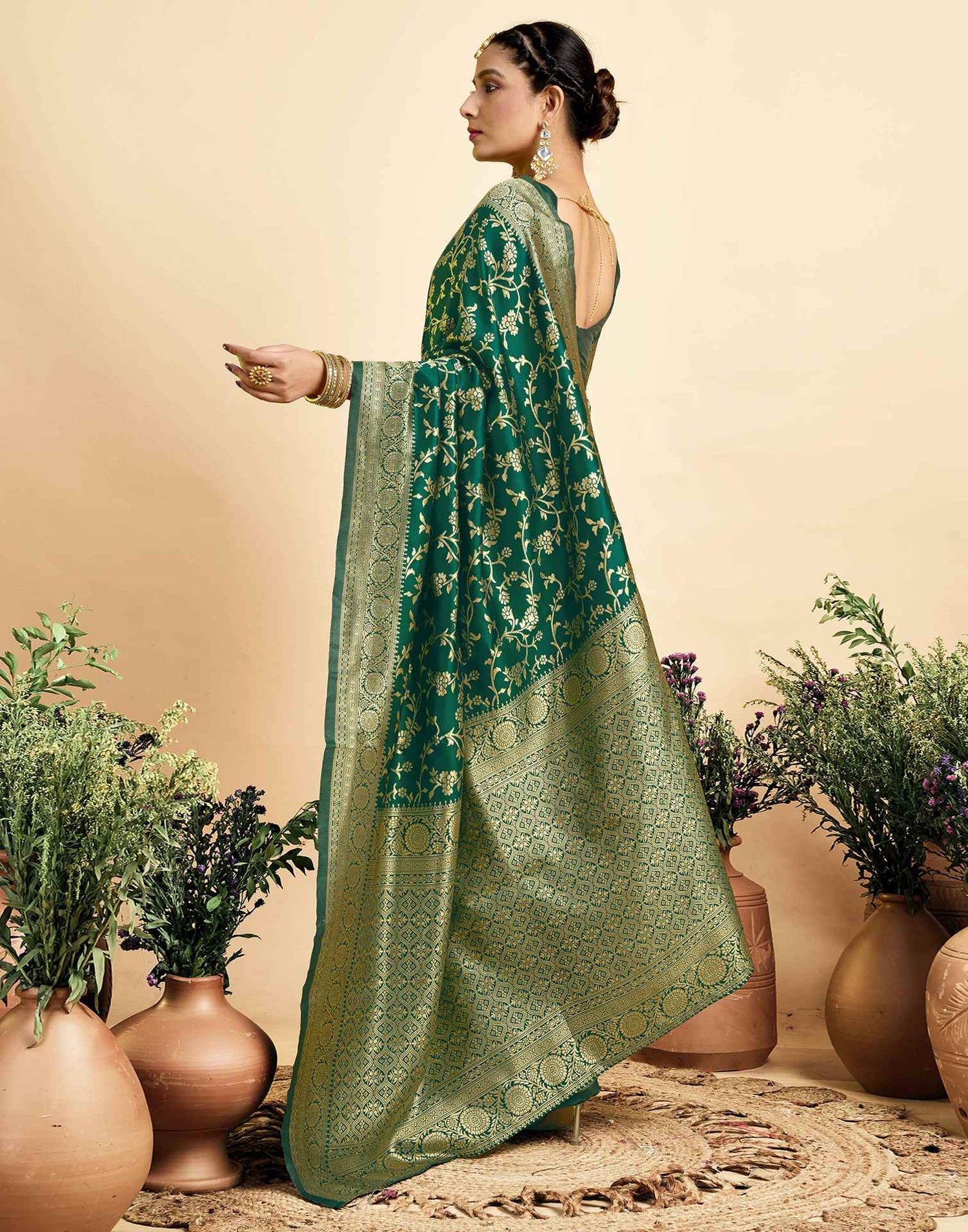 Green Silk Woven Banarasi Saree