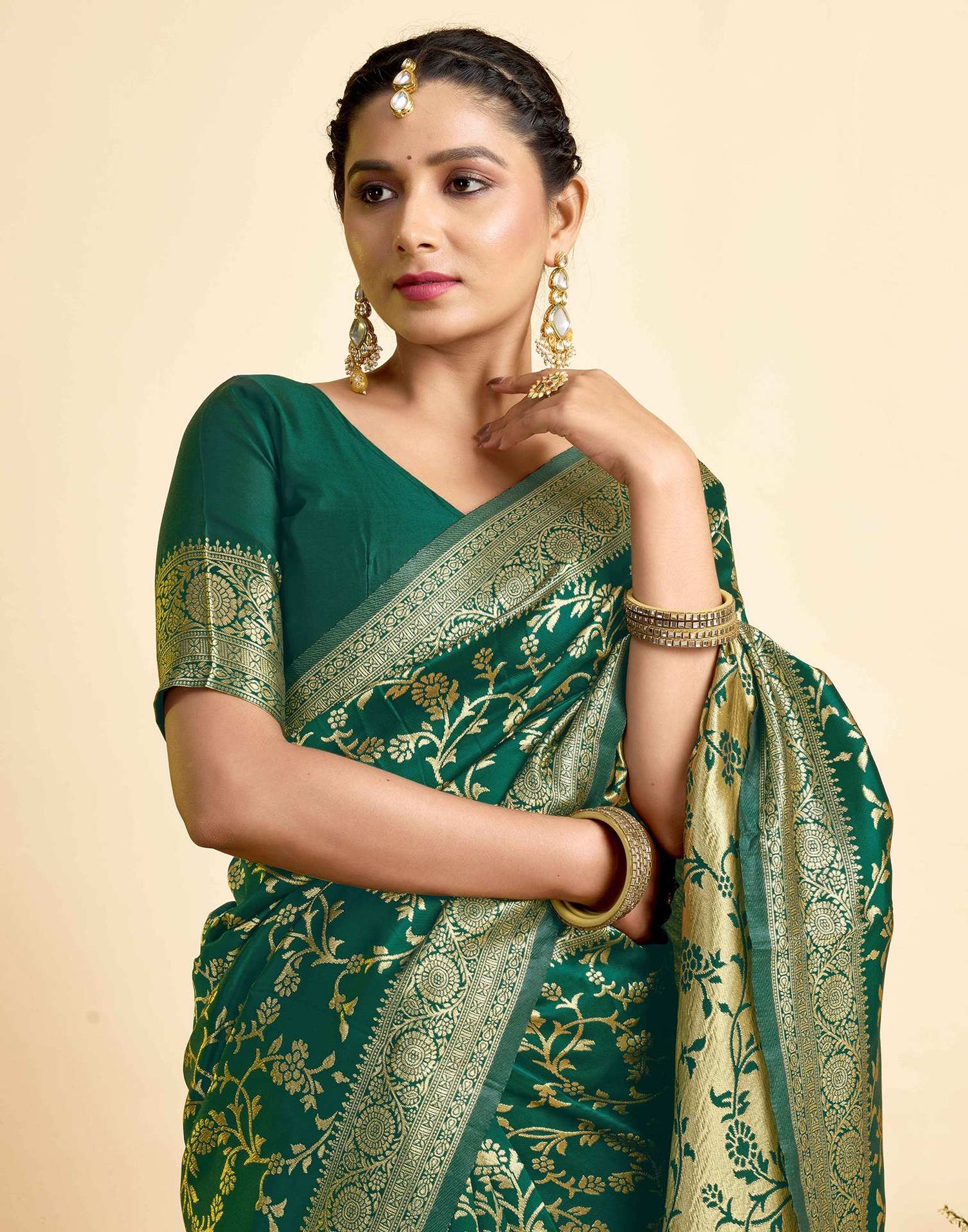 Green Silk Woven Banarasi Saree