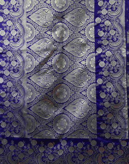 Navy Blue Silk Woven Saree