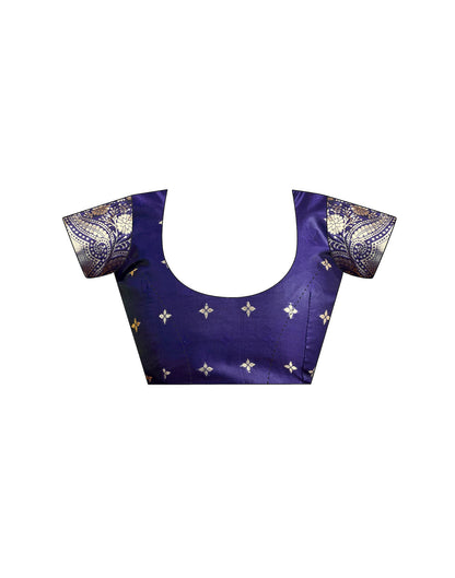 Navy Blue Silk Woven Saree