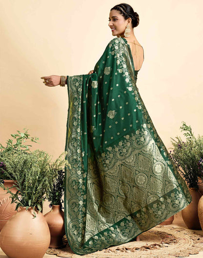 Dark Green Silk Woven Saree