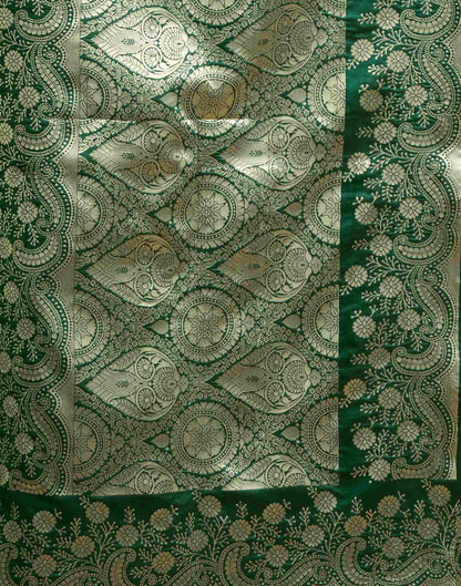 Dark Green Silk Woven Saree