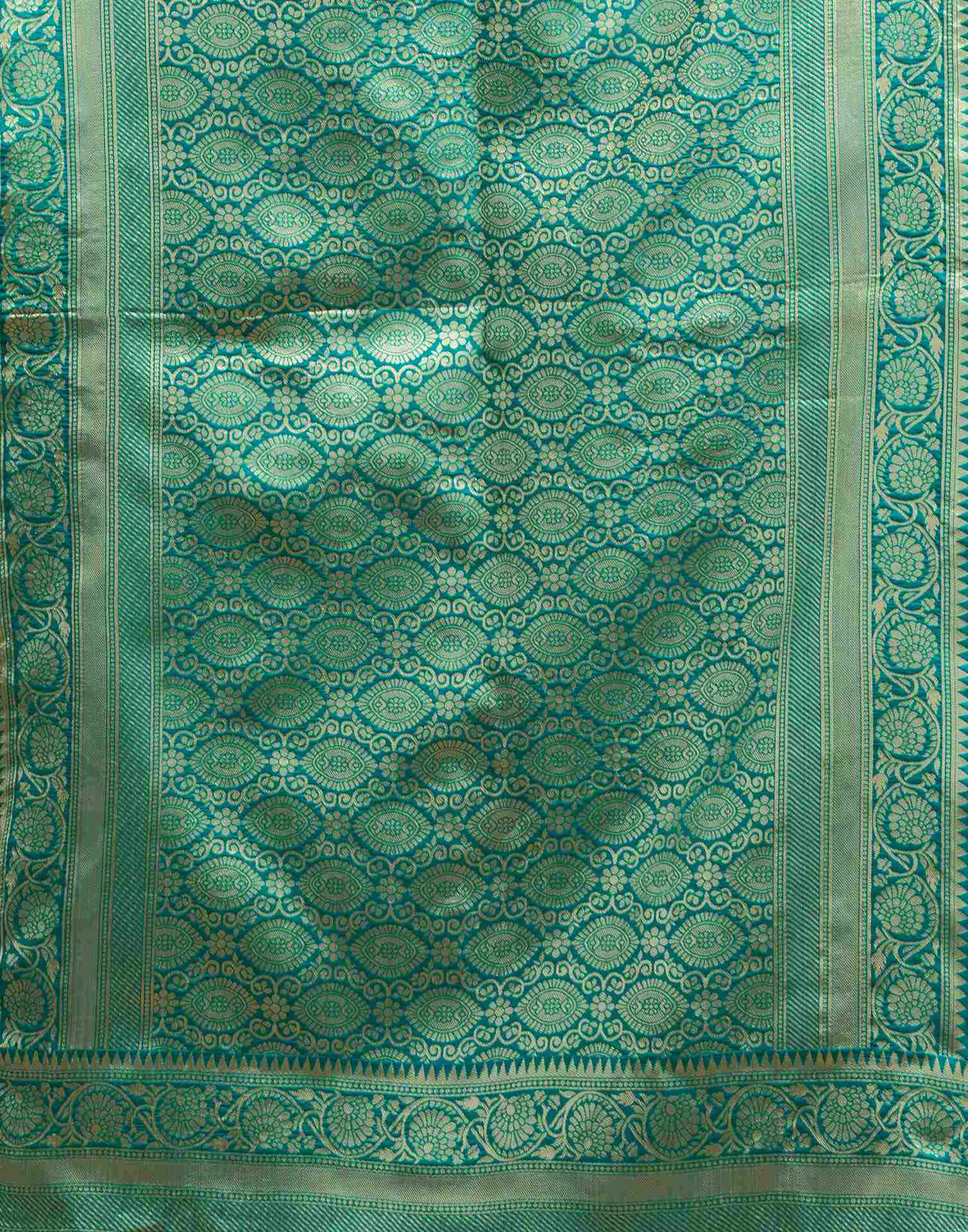 Teal Green Silk Woven Saree