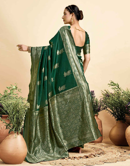Dark Green Silk Woven Saree
