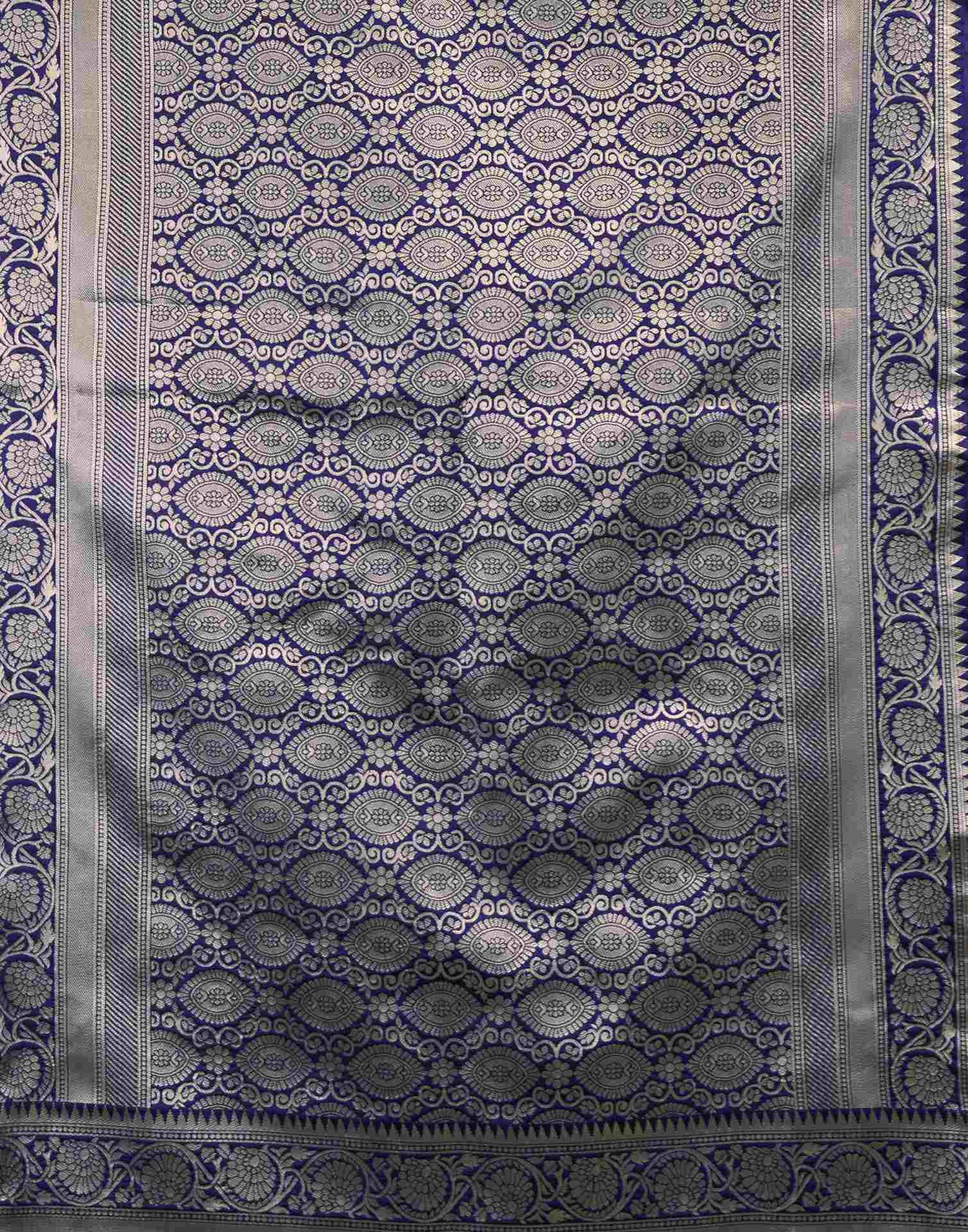 Navy Blue Silk Woven Saree