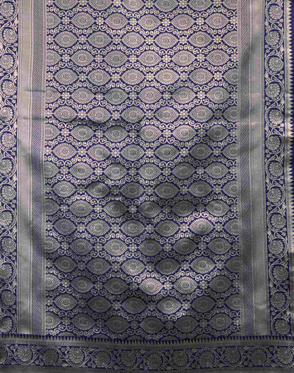 Navy Blue Silk Woven Saree