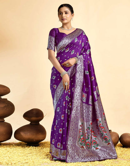 Dark Wine Silk Woven Paithani Saree