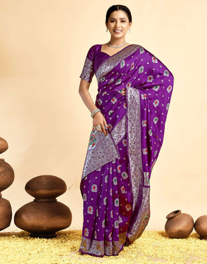 Dark Wine Silk Woven Paithani Saree