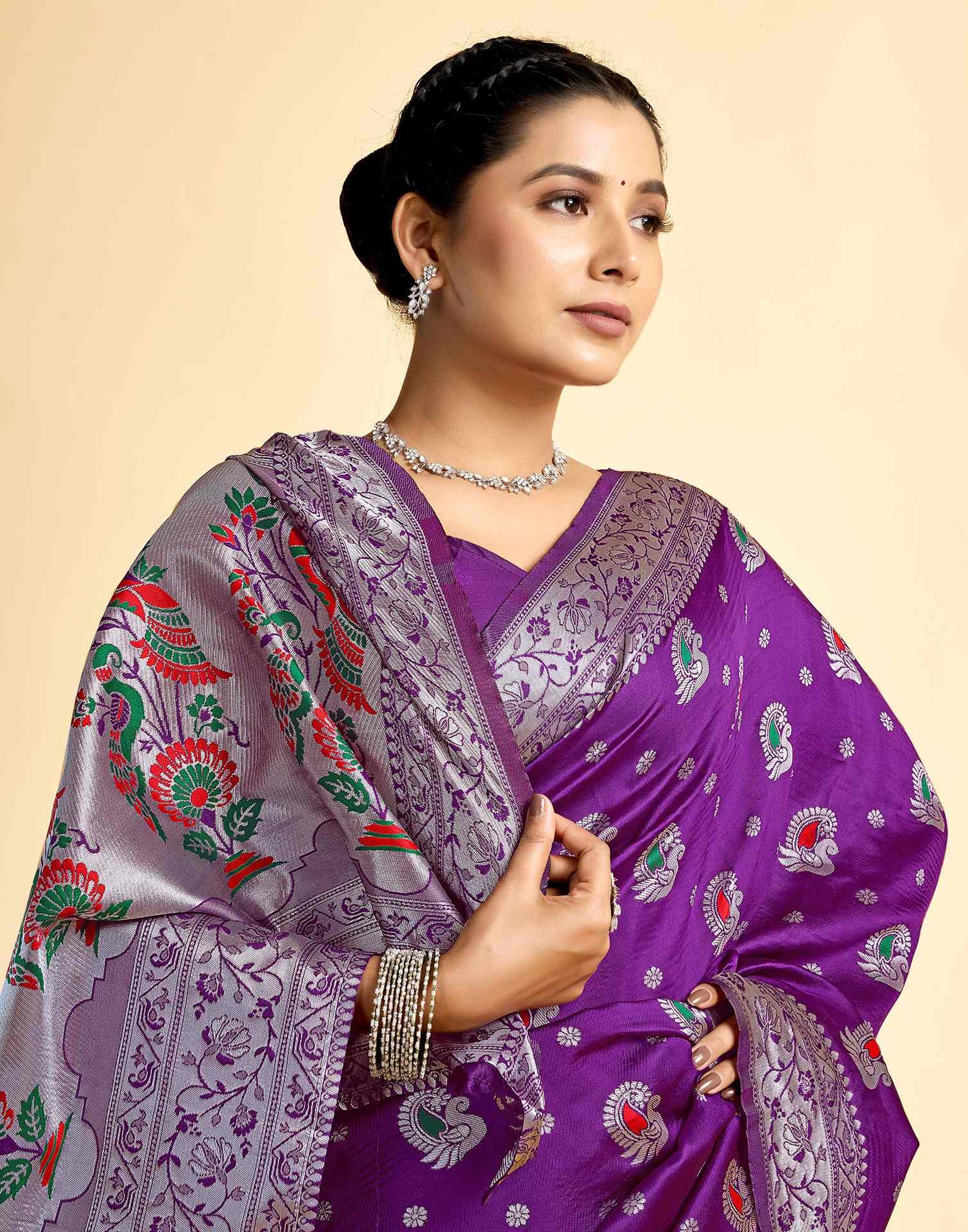 Dark Wine Silk Woven Paithani Saree