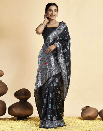 Black Silk Woven Paithani Saree