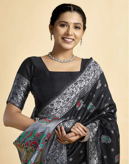 Black Silk Woven Paithani Saree