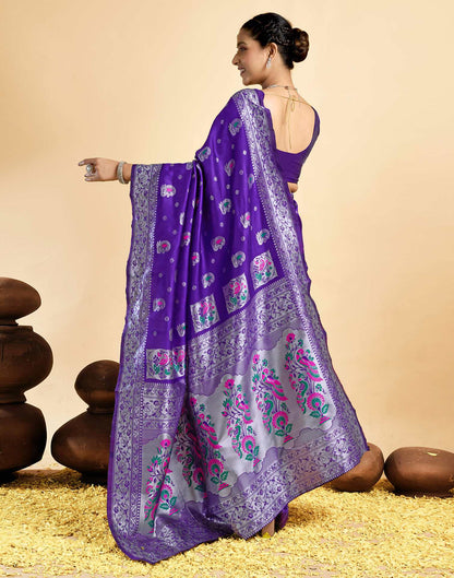 Dark Violet Silk Woven Paithani Saree