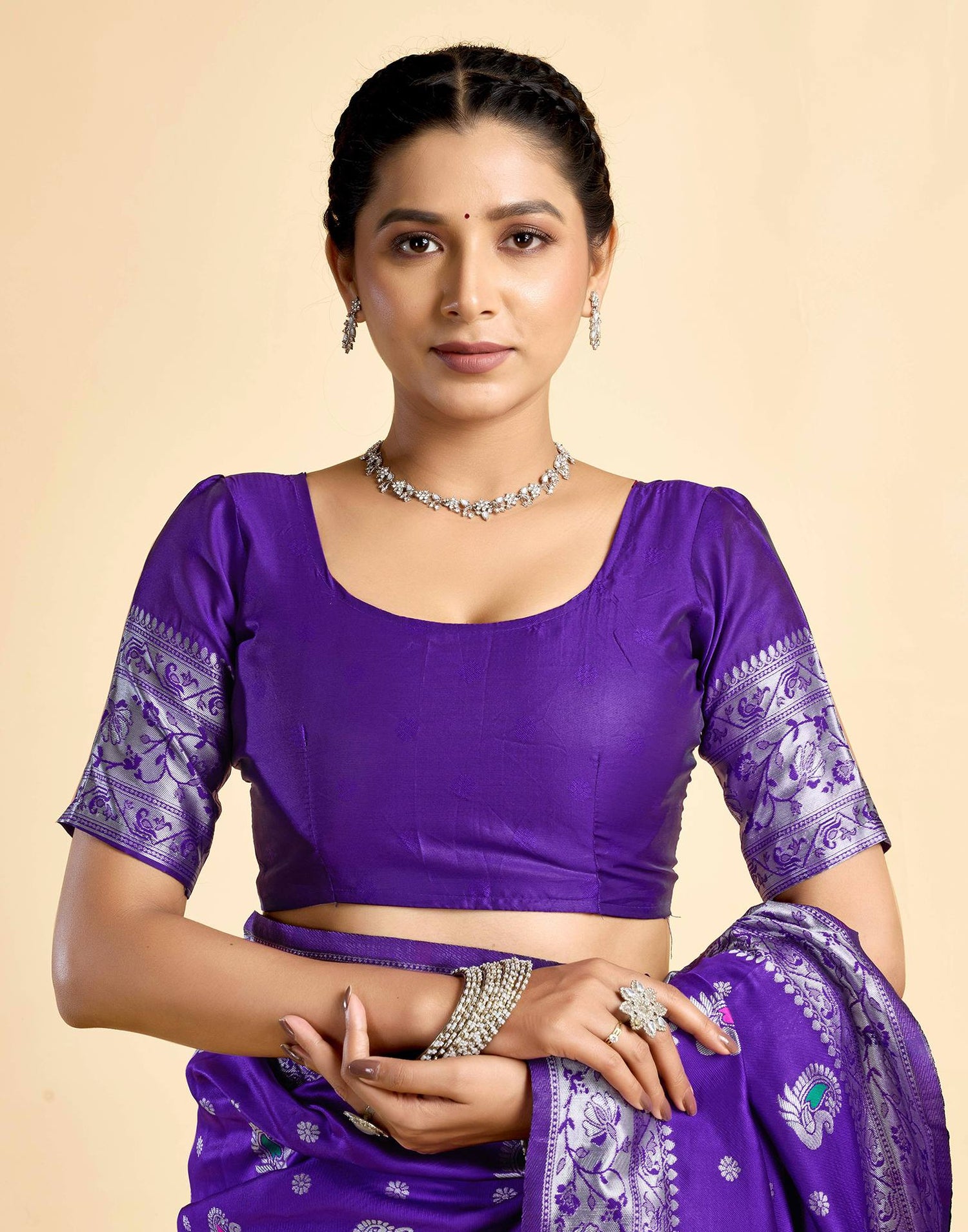 Dark Violet Silk Woven Paithani Saree