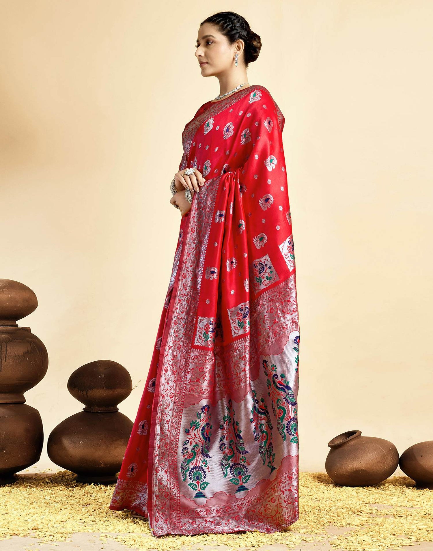 Red Silk Woven Paithani Saree