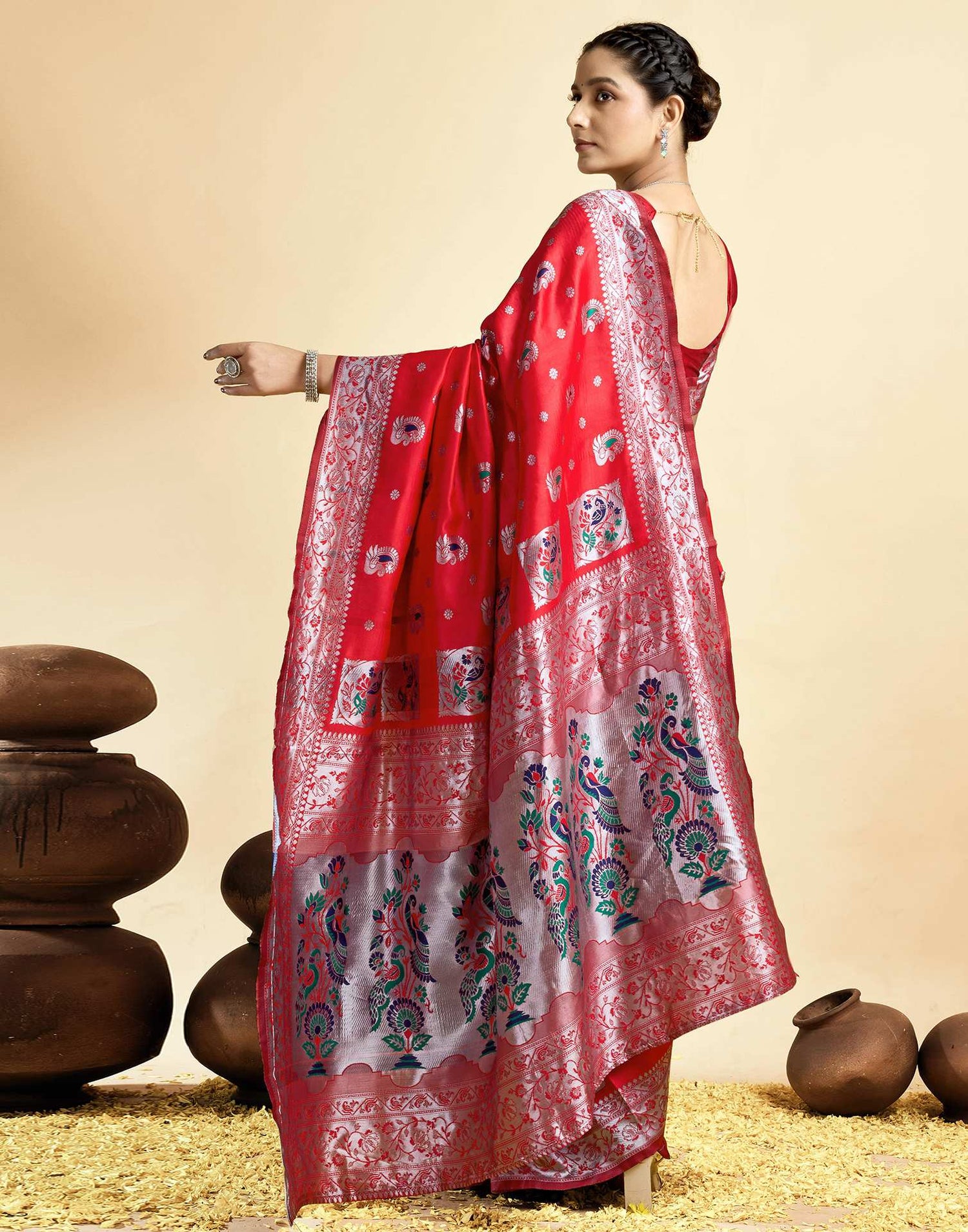 Red Silk Woven Paithani Saree