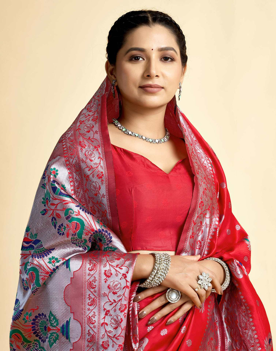 Red Silk Woven Paithani Saree