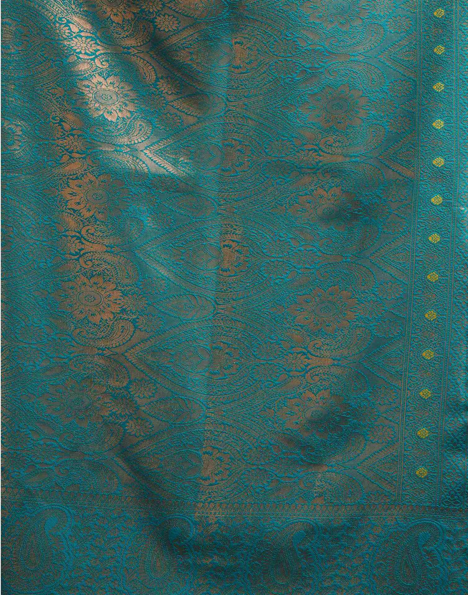 Mustard Yellow Simmer Silk Woven Saree