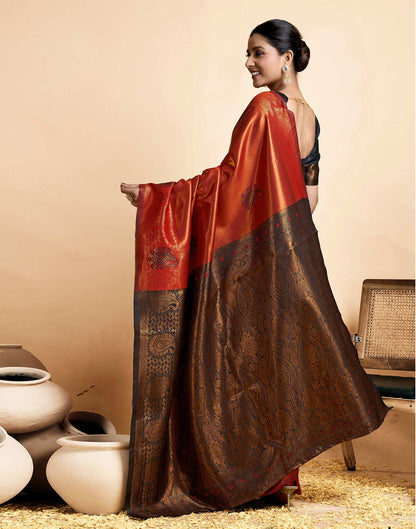 Red Simmer Silk Woven Saree