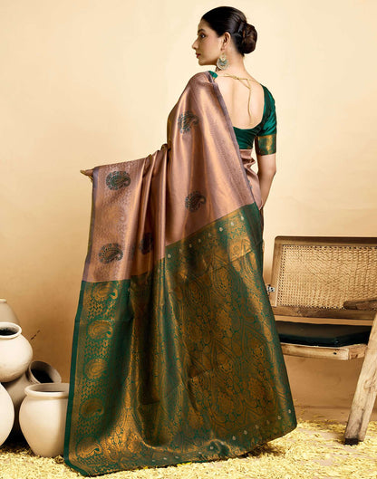 Light Brown Simmer Silk Woven Saree