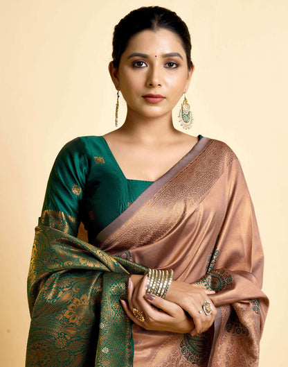 Light Brown Simmer Silk Woven Saree