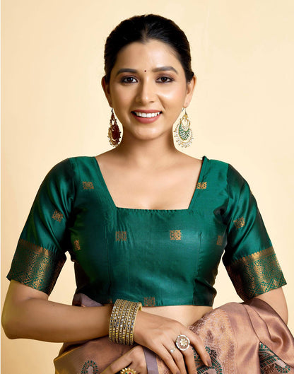 Light Brown Simmer Silk Woven Saree