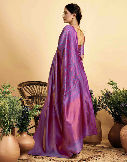Lavender Silk Woven Kanjivaram Saree