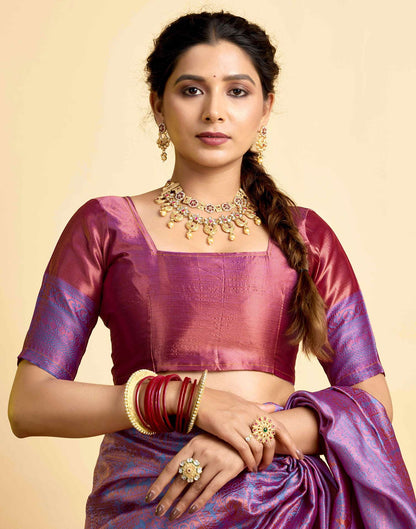 Lavender Silk Woven Kanjivaram Saree