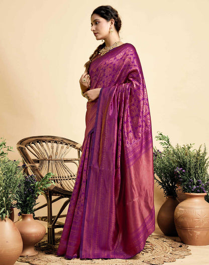 Dark Wine Silk Woven Kanjivaram Saree