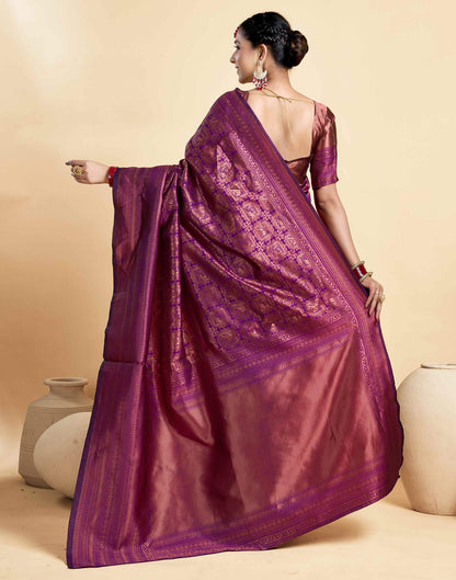 Dark Wine Silk Woven Kanjivaram Saree