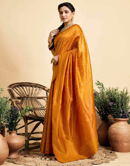 Mustard Yellow Silk Woven Kanjivaram Saree